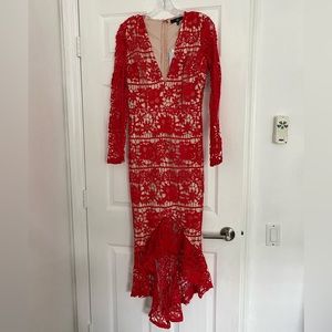 NWT Red lace crochet midi dress sz 6